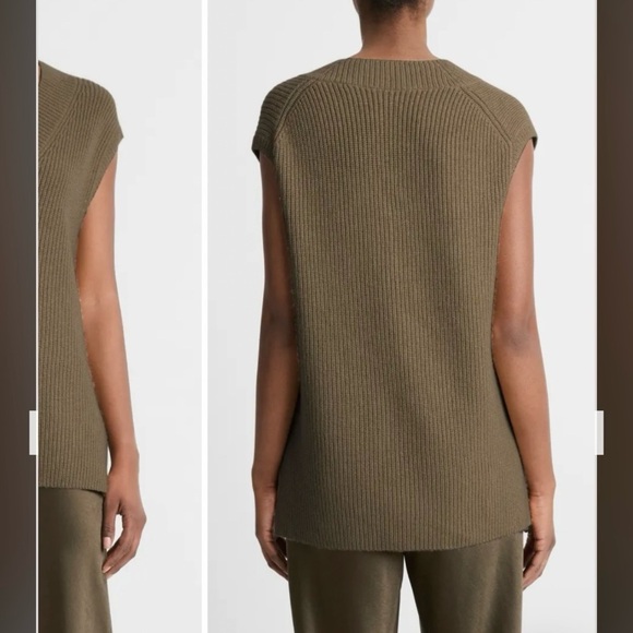 Vince Wool & Cashmere Rib Sweater Vest in Vine Size S - Picture 2 of 8